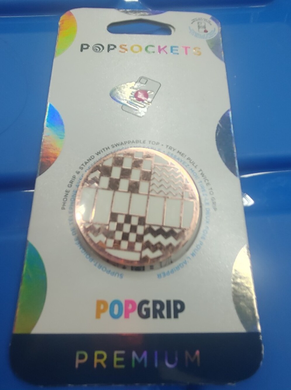 PopSockets PopGrip Premium Rose Gold Checker Swappable Phone Grip